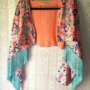 Pink Ada Vintage Floral Mini-Mono Kimono Top